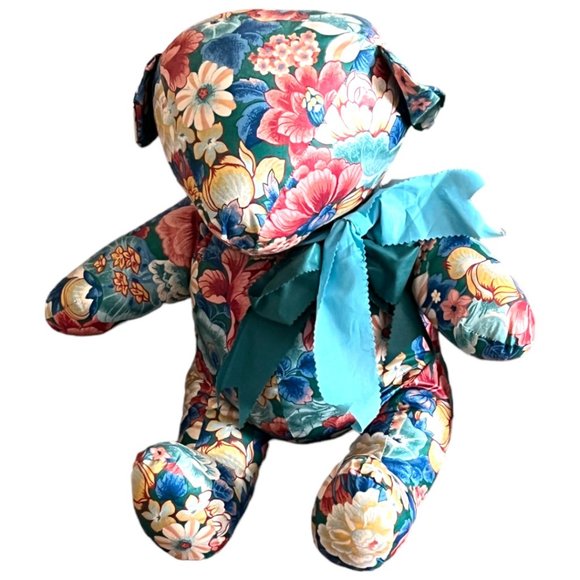 Vtg Shabby Chic Floral Teddy Bear Large. 17" h x 18" w - Picture 2 of 13